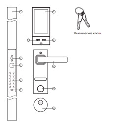 Чертеж дверного электронного замка Sanyo D700